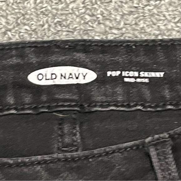 Old Navy Jeans Womens 12 Long Black Pop Icon Skinny Denim Distressed Mid Rise - Picture 4 of 10